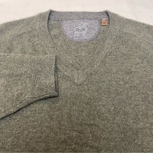 Raffi 100% Cashmere Sweater Men’s XL Heather Green V-Neck Long Sleeve Soft